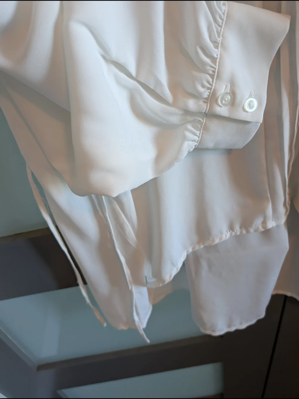 Standards & Practices Trisha Tuxedo Front Chiffon Blouse In Ivory/White Size 3X - Picture 10 of 13